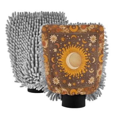 Imagem de Blueangle Pacote com 2 luvas vintage para lavagem de carro - luvas de microfibra de chenille para lavagem de carro sem arranhões e limpeza doméstica, luva de detalhe automático (788)