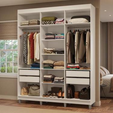 Imagem de Guarda-Roupa Closet com Pés 4 Gavetas 180cm Branco Venus Madesa, Branc