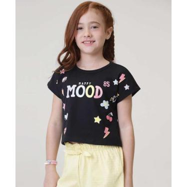 Imagem de Blusa Infantil Cropped Estampa Neon Marisa Tam 4 a 10-45020, Preto, 4