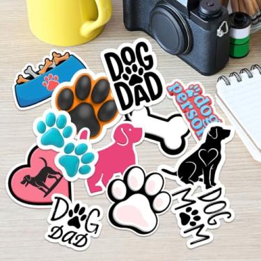 Imagem de 12 adesivos para amantes de cães, adesivos fofos de vinil com estampa de pata e osso, decalque engraçado para mãe e cachorro, adesivos à prova d'água para laptop, garrafa de água, carro, caderno
