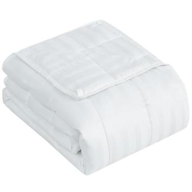 Imagem de Cobertor pesado tamanho king para adultos (9 kg, 203 x 221 cm, listras de neve) cobertor pesado para dormir perfeito para 86-95 kg, cobertor respirável para adultos e casais em todas as estações