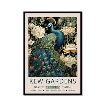 Imagem de William Morris Flower Birds Pavão Poster Kew Gardens Impressão em Tela Pintura Floral Arte de Parede Impressões Botânicas Sala de Estar Decoração de Casa (SKU3,12x40,6 cm = (30x40 cm), Moldura de