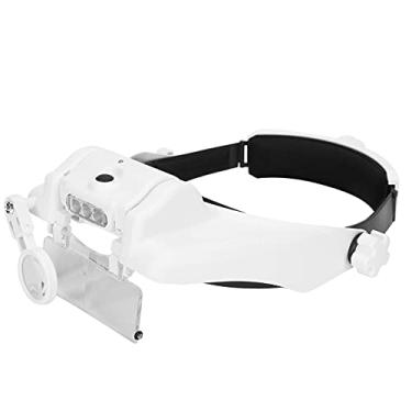Imagem de uhyOHF Lupa de faixa de cabeça, lupa com luz, carregamento USB, luz de LED, lupa ajustável, para leitura, beleza, lupa, lupa, lupa para extensão de cílios, tatuagem de joalheiro, reparo de relógio (