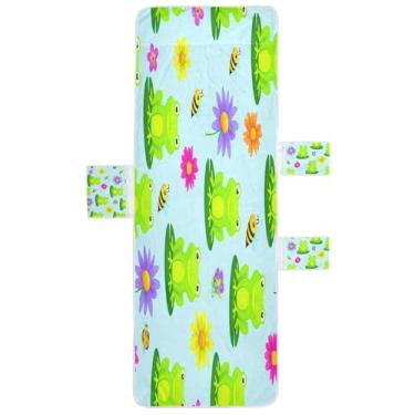 Imagem de STAYTOP Capa de toalha de cadeira de descanso 215,88 cm x 76,2 cm, capa de espreguiçadeira macia, capas de cadeira de praia com bolsos para jardim, pátio, pátio, banhos de sol, gramado, rostos de sapo