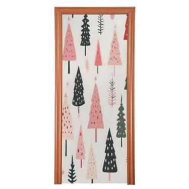 Imagem de Wassud Capa para porta de Natal, decoração de banner, 81 x 199 cm, grande árvore de Natal, capa elástica para porta interna para varanda e porta da frente