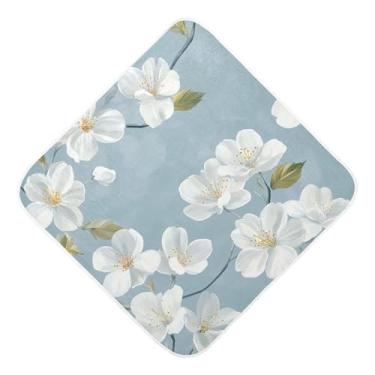 Imagem de STAYTOP Toalhas de bebê com capuz de musselina de flor de cerejeira branca, toalha de banho super macia, toalhas de banho absorventes para banho recém-nascido unissex 76 x 76 cm