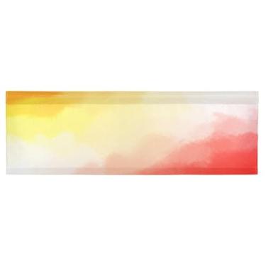 Imagem de Qilmy Cortinas de saia laranja vermelha para cozinha ou banheiro, sanefas de tratamento de janela com bolso para varão 137 x 45 cm para filtragem de luz, sala de estar, quarto157