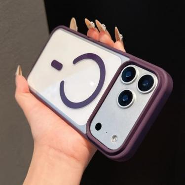 Imagem de Capa transparente em acrílico para iPhone 17 Air, 17 Pro Max, 16, 15, 14 Pro Max Plus, 13, 12 Mini, 11, 16E, SE4 e 17 Pro, na cor roxa escura. Compatível com iPhone 11.