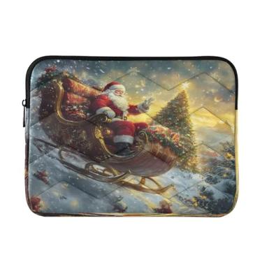 Imagem de Burbuja Capa para laptop de Natal Papai Noel no trenó, capa para laptop de 13 a 14 polegadas à prova de choque, à prova d'água, para notebook, tablet, poliéster