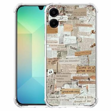 Imagem de malegaon Antigo jornal estética vintage retrô arte colagem, capa completa de TPU macio moderno para Samsung Galaxy A06 transparente