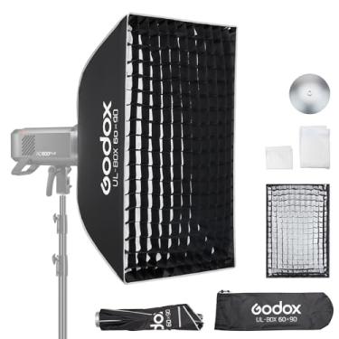 Imagem de Godox Softbox retangular, 60 cm x 90 cm com difusor de grade de configuração rápida Bowens Mount Softbox compacto para fotografia fotográfica e flash estroboscópico monolight contínuo