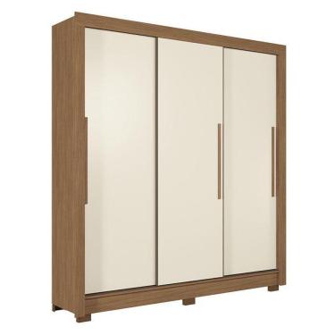 Imagem de Guarda Roupa Casal 3 Portas De Correr Maringá Jatobá Areia - Santos Andirá