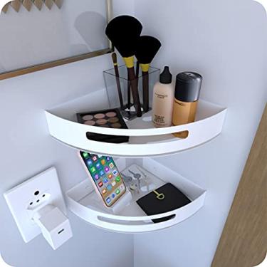 Imagem de Kit 2 Prateleiras de Canto Para Quarto Inox Branca Multiuso