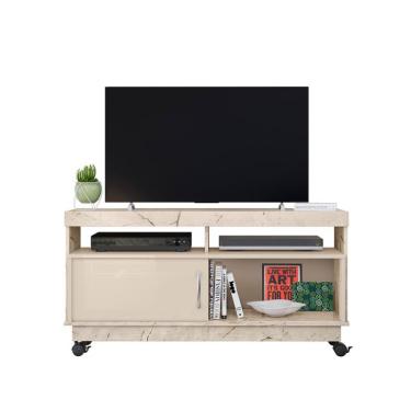 Imagem de Rack para TV até 50 Polegadas Artur 1 Porta Calacata e Off White 121 cm