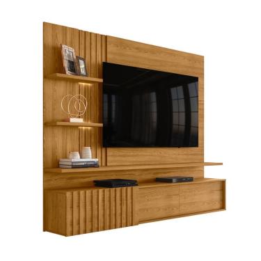 Imagem de Painel com Rack Suspenso para TV até 65 Polegadas Atena 2 Portas Cumaru