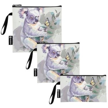 Imagem de TSENQUE Linda bolsa de lanche reutilizável de ramo de coala e sacos de sanduíche com zíper bolsa de almoço segura para alimentos lavável para viagens, trabalho, escola, escritório (pacote com 3)