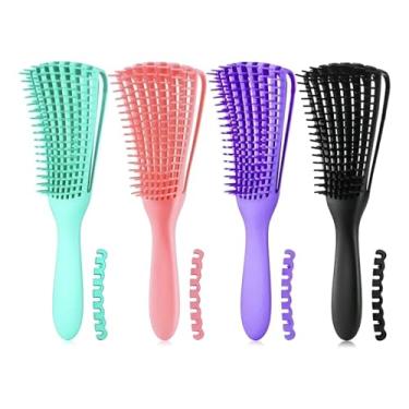 Imagem de Escova Polvo Desembaraçadora Ajustável 8 Garras para Cabelos Cacheados, Lisos e Ondulados – Pente Antiestático com Pega Ergonômica - Cores Sortidas - TONSHOP