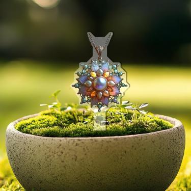 Imagem de Estacas decorativas de flores de pérola para jardim decorações de plantas em vaso de acrílico. Presente ideal para Natal, aniversário, aniversário, dia dos namorados, celebrações.