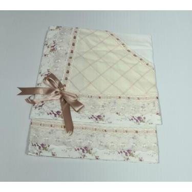Imagem de Manta De Malha Para Bebê Forrada 100% algodão Floral Rosê Nude - POLYB