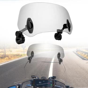 Imagem de totiancong Extensão universal de para-brisa de 37 cm para motocicleta, clipe ajustável, defletor de vento para Kawasaki Yamaha Harley Suzuki Buell Triumph Ducati Aprilia Spoiler para-brisas, fumê