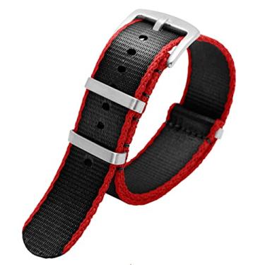 Imagem de ZUC Pulseira de relógio de cinto de segurança de qualidade premium de 20 mm e 22 mm, pulseira de nylon para relógio masculino Seiko Mido 007 James Bond Military listrado (fecho prateado A20, 22 mm)