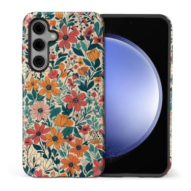 Imagem de TAMEFOX Compatível com Samsung Galaxy S24 FE, capa protetora antiqueda e arranhões - flores coloridas retrô