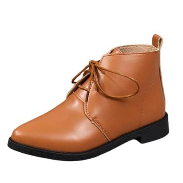 Imagem de Botas femininas modernas e casuais, versáteis, pontiagudas, estilo inverno e cadarço frontal, Marrom, 36