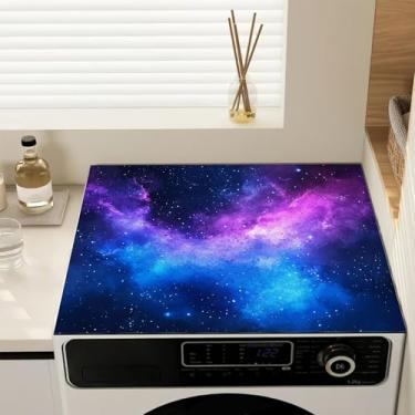 Imagem de Capas de lavadora e secadora para a parte superior, capa antiderrapante para máquina de lavar galáxia roxa, almofada protetora à prova de poeira para lavanderia e cozinha, 59,9 cm x 50 cm