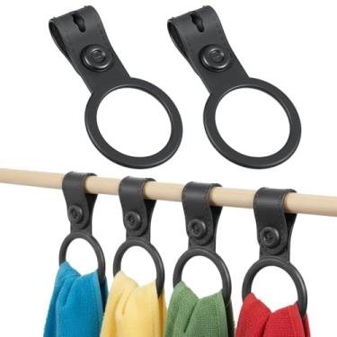 Imagem de Quilax Pacote com 2 suportes de toalha de cozinha de silicone, toalhas de cozinha ajustáveis para pendurar, clipes de suporte de toalha de prato para armário, fogão, alça de forno ou varões