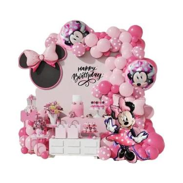Imagem de Conjunto De Decoração De Festa De Aniversário Temática Da Minnie Rosa 