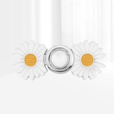 Imagem de 2 peças de jeans fivelas de ajuste de cintura com padrão de margarida pequena, aperto de cintura sem costura para calças, prata