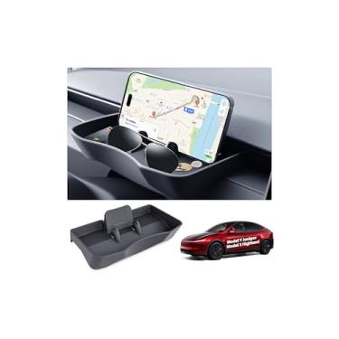 Imagem de cybtkcar 2026 Tesla Behind Screen Storage Box Model Y Juniper Model 3 Highland Sunglass Phone Holder Model 3 Y Acessórios Interiores Console Central Painel de Controle Oculto Suporte de Telefone Caixa