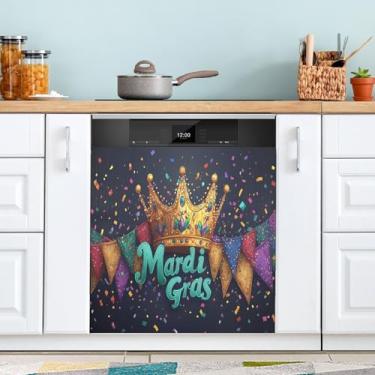 Imagem de ATTX Capa de ímã de lava-louças coroa de carnaval | Adesivo decorativo de eletrodomésticos de 58,4 cm x 66 cm para armários domésticos e eletrodomésticos (159)