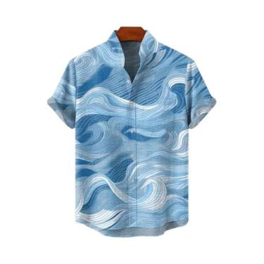 Imagem de Camisa De Linho Masculina De Verão Com Estampa De Manga Curta Elemento