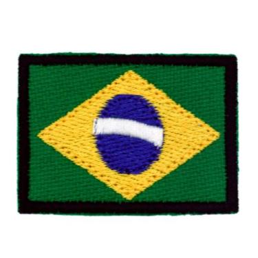 Imagem de Kit 5 Aplique Bandeira do Brasil Borda Preta 5x3,5cm Bordado - 77 Espo