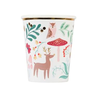 Imagem de Meri Meri Copos de festa de Natal (pacote com 8), copos de Natal de papel descartáveis, 255 g, tamanho para crianças e adultos, ideal para bebidas quentes ou frias de festa