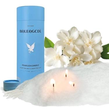Imagem de Vela perolada perfumada de jasmim iluminado pela lua de 500 g com 30 pavios - cera de areia MANNYCOM queima por até 110 horas – Kit de fabricação de velas recarregáveis DIY - Queima limpa sem fumaça