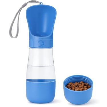 Imagem de Garrafa de Agua Pet Portatil 2 em 1 para Cachorros e Gatos Bebedouro e Comedouro Anti Vazamento Ideal para Passeios e Viagens 320ml Agua 170ml Racao Sortido