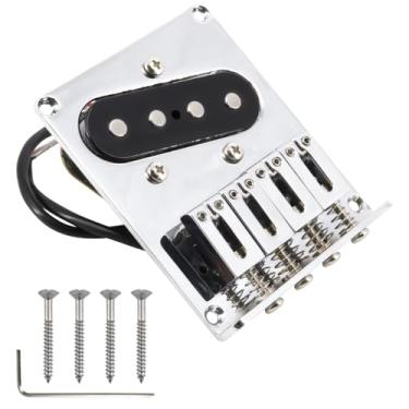 Imagem de Domofa Conjunto de ponte de guitarra de 4 cordas com captador para guitarra elétrica Telecaster, guitarras de caixa de charutos e mais peças de reposição