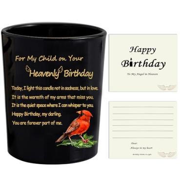 Imagem de Vela de aniversário celestial, presente de luto confortável para perda de filho, filha, vela de simpatia memorial de condolências para filho falecido filha, vela de aniversário em memória para entes