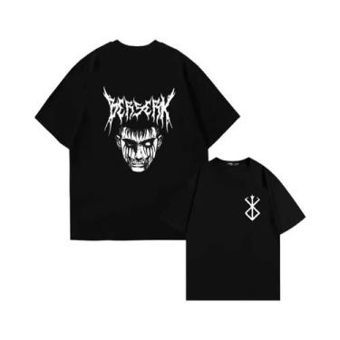 Imagem de Camiseta Masculina Preta Berserk Anime Com Estampa Gráfica Guts Estilo