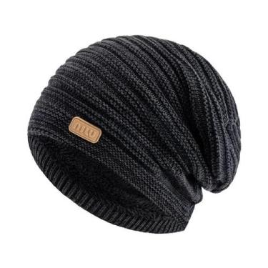 Imagem de Gorro De Inverno Unissex Com Listras E Forro De Pelúcia, Chapéu Tricot