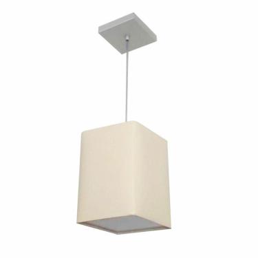 Imagem de Lustre Pendente Quadrado Md-4007 Cúpula Em Tecido 25/16x16cm Algodão Crú - Bivolt