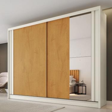 Imagem de Guarda Roupa Casal Flex com 1 Espelho 2 Portas de Correr Em MDF Monterey Made Marcs