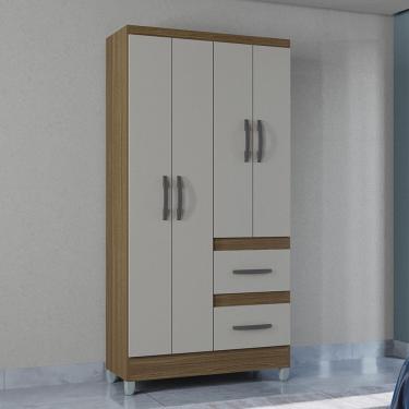 Imagem de Guarda Roupa Solteiro 4 Portas 2 Gavetas com Pes Capri Poquema
