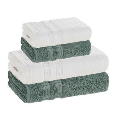 Imagem de Jogo Toalha Banho Unika Karsten Gigante 100% Algodão, Branco com Oásis