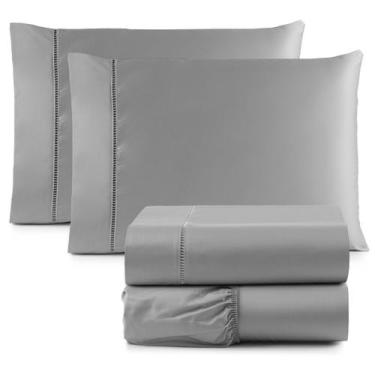 Imagem de Jogo Lençol Queen 400 Fios 4 Peças em Algodão - Rafaloro, Cinza