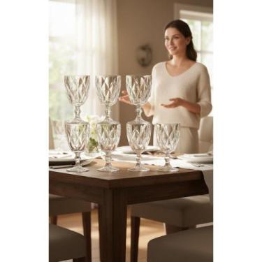 Imagem de Conj. 6 Taças Diamante 340ml Vidro Transparente Luxo - Congratulations