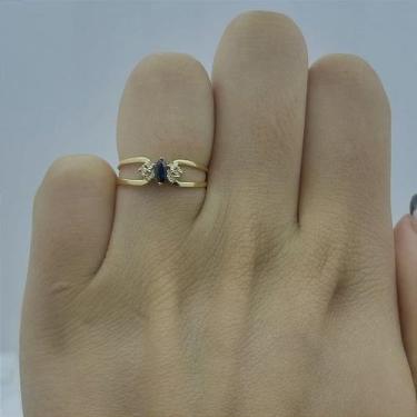 Imagem de Anel em Ouro 18K com Safira Azul e Diamantes - Joia Sofisticada - Just