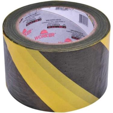 Imagem de Fita Demarcação Zebrada Worker 7cm x 200m Preto e Amarelo